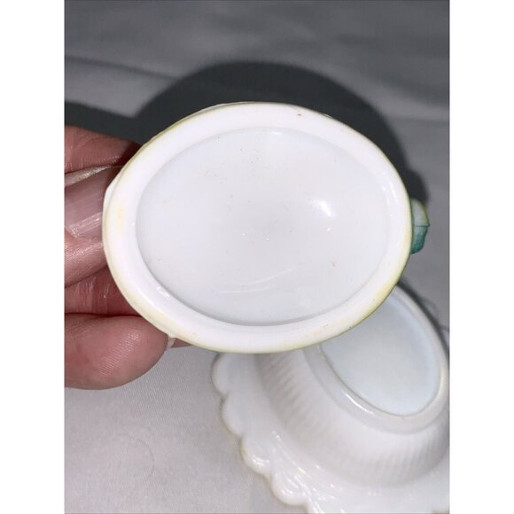 Vtg Mosser Mini Chicken on Nest Tie Dye Glass Salt Cellar Basket C880 - Picture 10 of 10